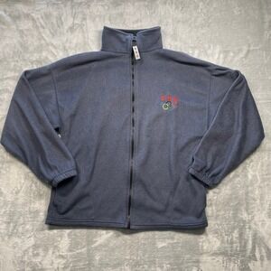Vintage 90's USA Olympic Rings Fleece Jacket Mens Blue Full Zip Made in USA L